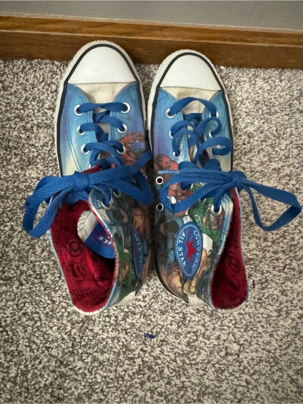 Men’s Converse High Top Sneaker - Blue Multicolor Marvel Superhero Print Size 5 - Picture 6 of 9